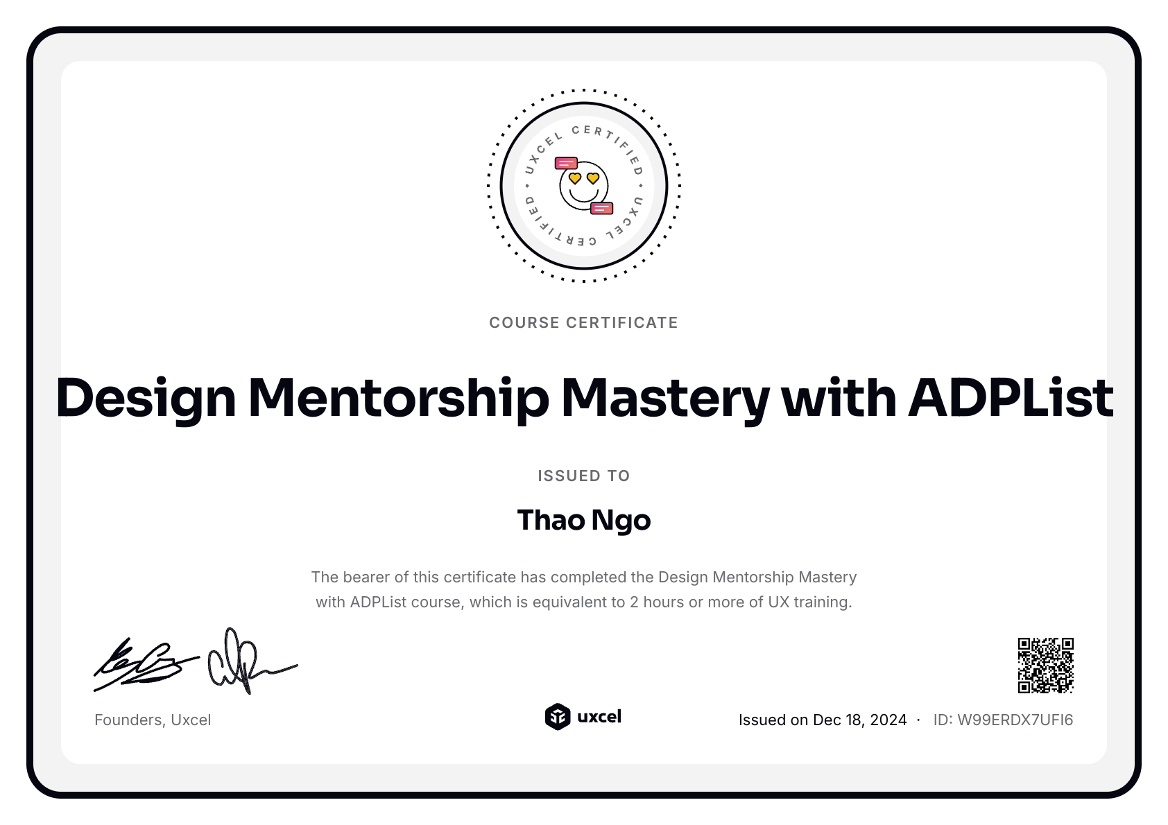 Thao Ngo's certificate